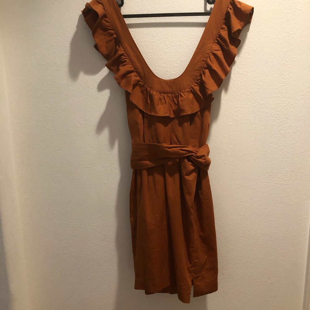 Free People Ruffle Cross Back Mini Dress